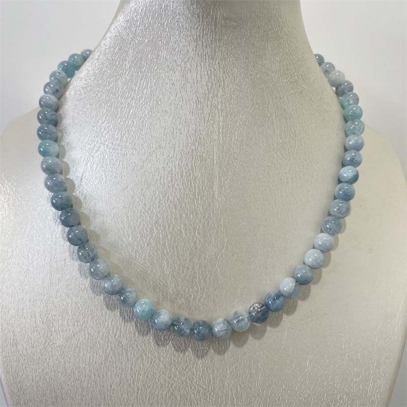 8MM Aquamarine Jade Necklace B - Yoga Health & Fitness Center recension och pris