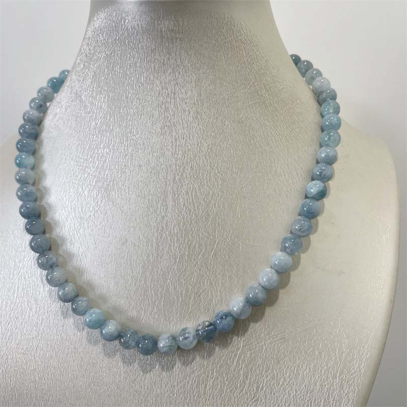 8MM Aquamarine Jade Necklace B - Yoga Health & Fitness Center recension och pris