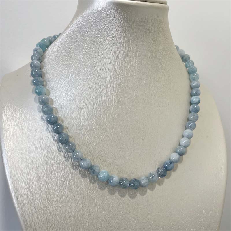 8MM Aquamarine Jade Necklace B - Yoga Health & Fitness Center recension och pris