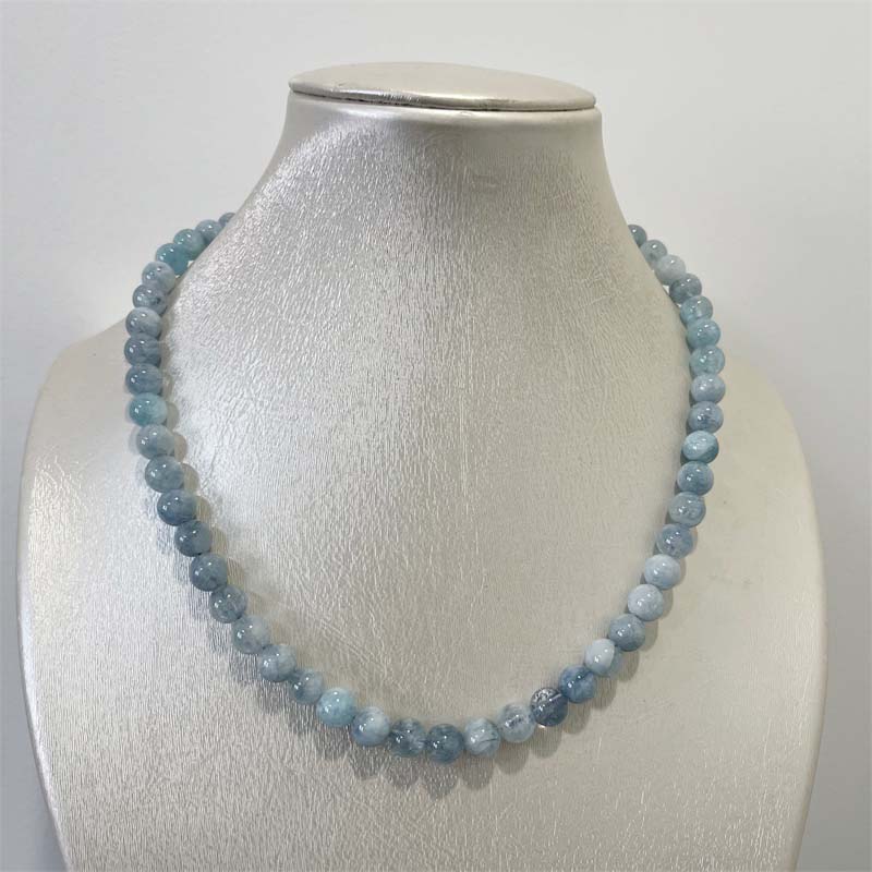 8MM Aquamarine Jade Necklace B - Yoga Health & Fitness Center recension och pris