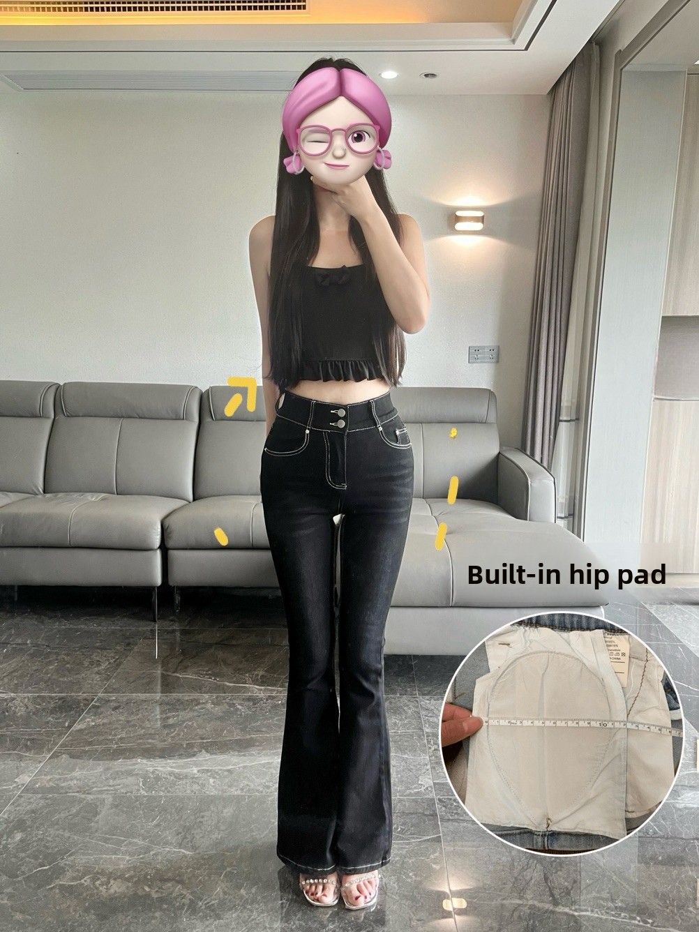 High Waist Bell Bot Jeans Wome - Hip Thrust Pad recension och pris