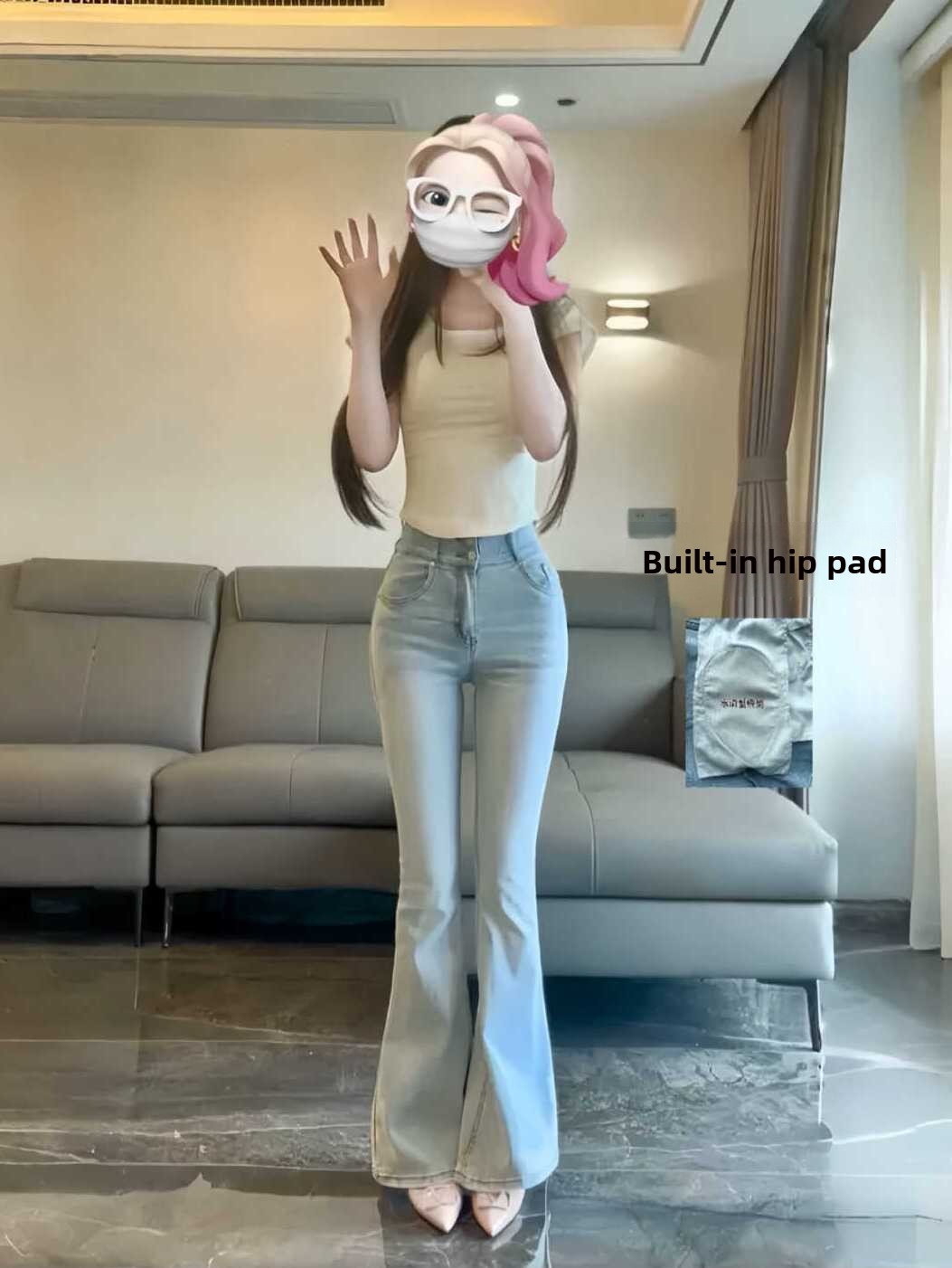 High Waist Bell Bot Jeans Wome - Hip Thrust Pad recension och pris
